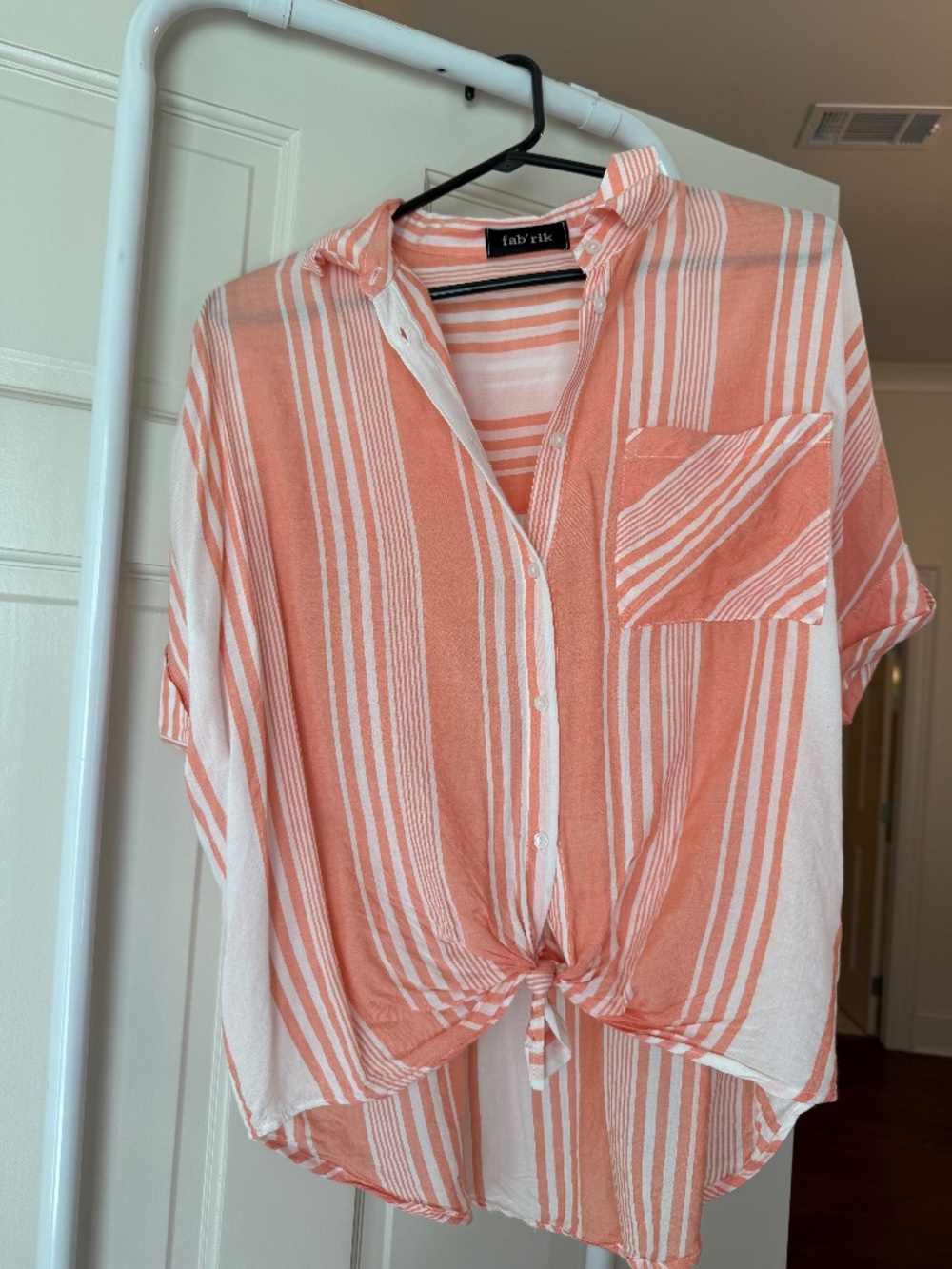 Orange Stripe Tie Front Shirt